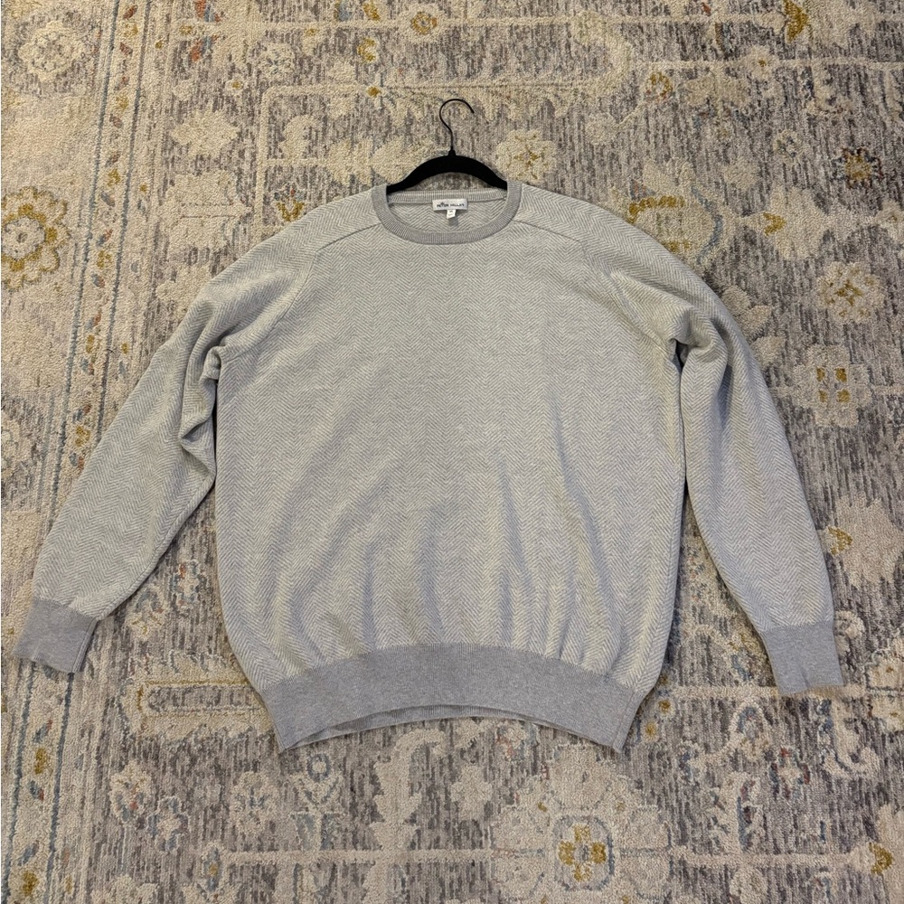 Peter Millar Light Gray Pattern Cashmere Crewneck Sweater